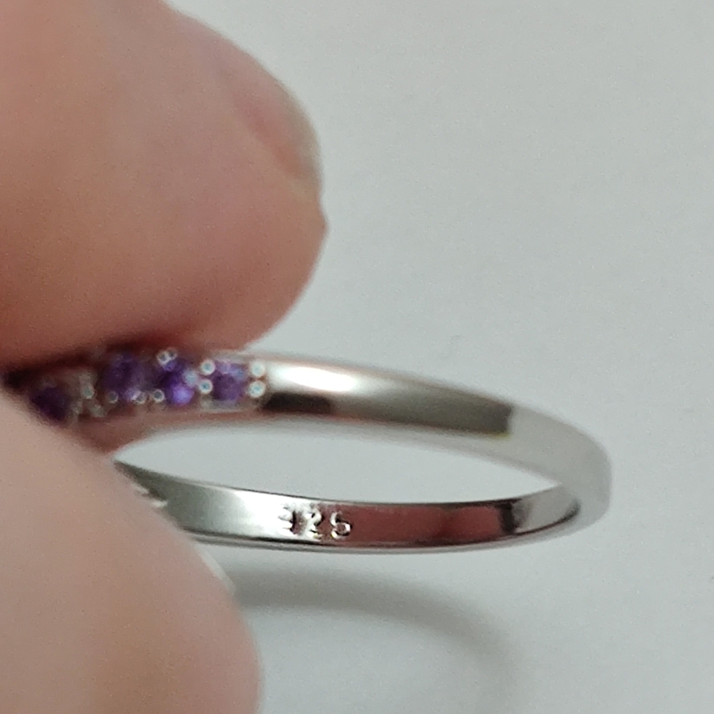 Sterling Silver Fire Rainbow Amethyst Hexagon Ring - Picture 9 of 13